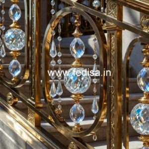 Elegant Luxury Stair Railings Brass Crystal CR-1918