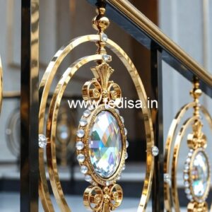 Golden Finish Brass Crystal Stair Railings CR-1936