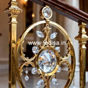 Luxury Staircase with Brass Crystal Railing CR-1941
