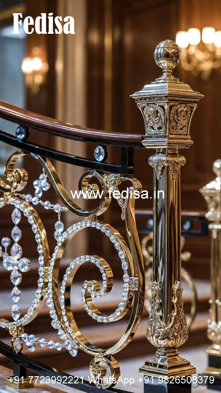 Designer Brass Crystal Railings for Staircases CR-1973