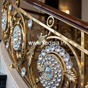Premium Brass Crystal Railing with Glass CR-1976