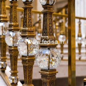 Elegant Brass Crystal Railings with Marble CR-1986