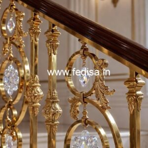 Luxury Brass Crystal Railings with Glass Panels CR-1997