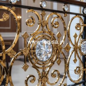 Golden Finish Brass Crystal Railings CR-2028