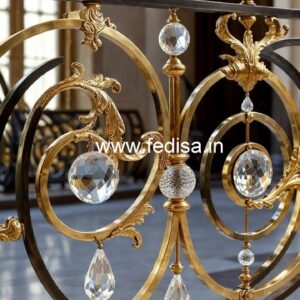 Designer Brass Crystal Railings with Glass CR-2034
