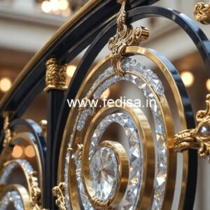Elegant Staircase Brass Crystal Designs CR-2039