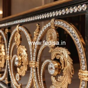 Elegant Brass Crystal Railings for Duplex CR-2058