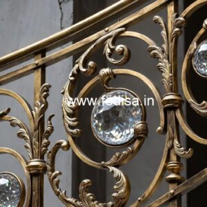 Luxury Staircase Ideas with Brass Crystal Railing CR-2149