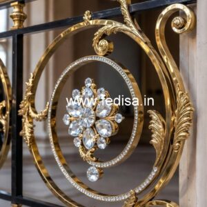 Designer Stair Railings with Brass Crystal CR-2199