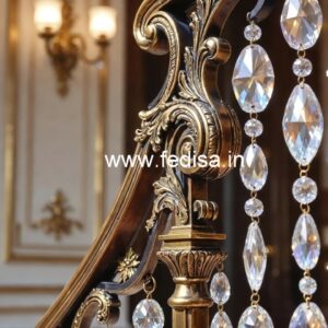 Luxury Brass Crystal Railing with Glass CR-2215