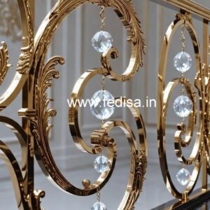 Golden Finish Brass Crystal Stair Railings CR-2240