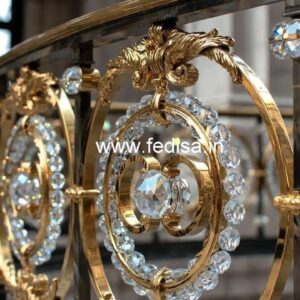Premium Brass Crystal Railing with Glass CR-2280