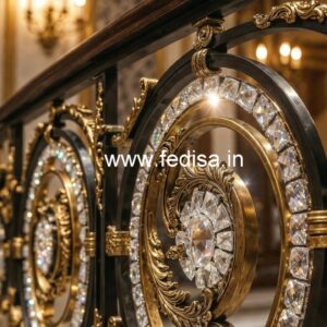 Luxury Brass Crystal Railings with Glass Panels CR-2301