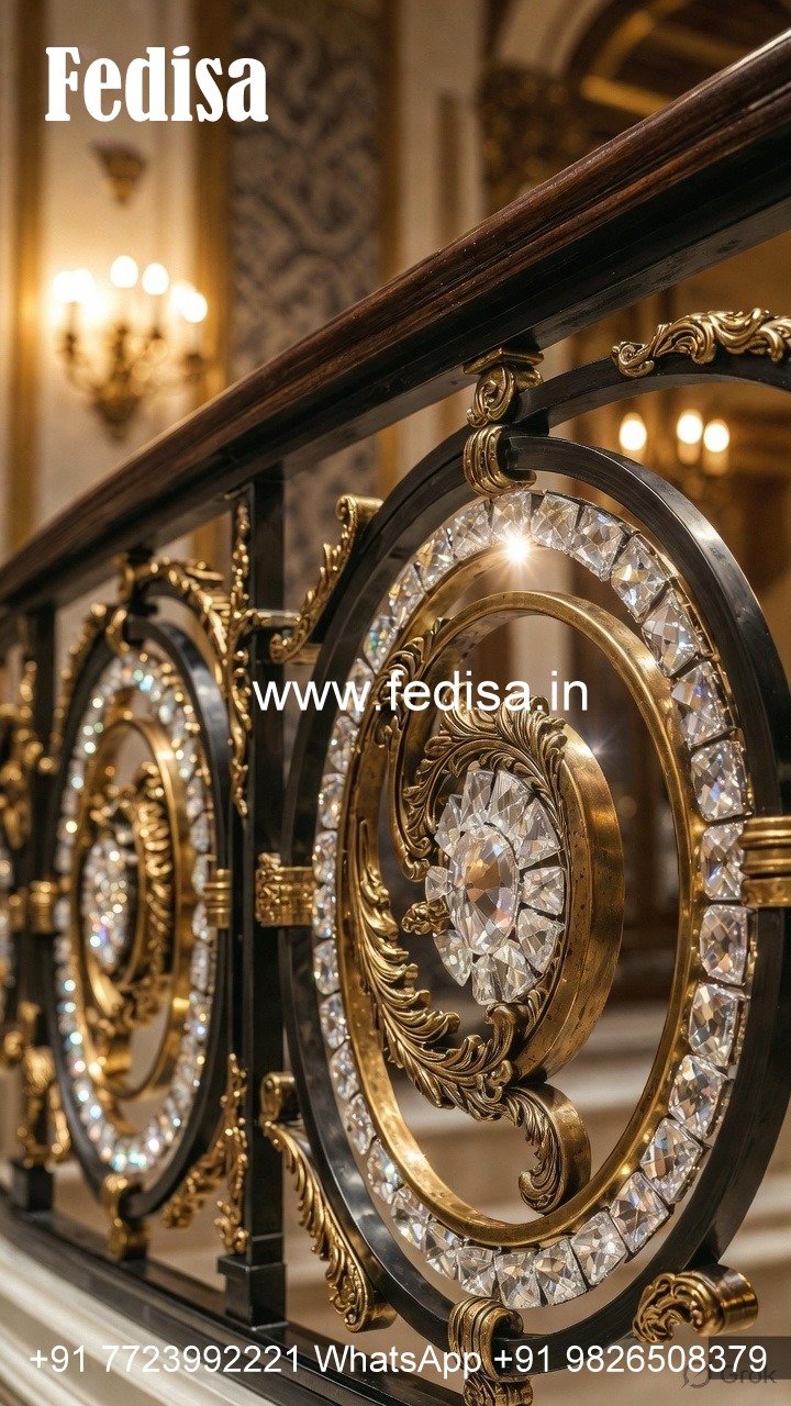 Luxury Brass Crystal Railings with Glass Panels CR-2301