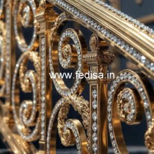 Designer Brass Crystal Railings for Apartments CR-2302