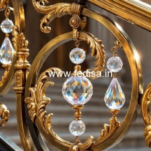 Designer Brass Crystal Railings with Glass CR-2338