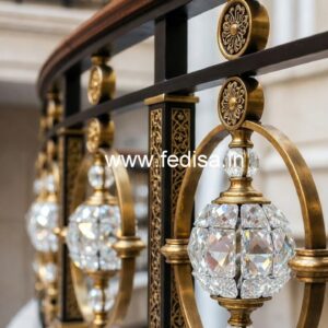 Elegant Brass Crystal Railing Designs for Villas CR-2351