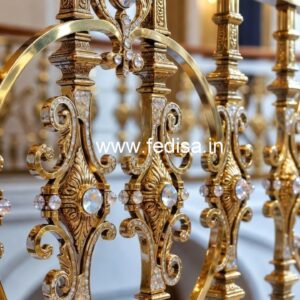 Elegant Brass Crystal Railings with Glass CR-2357