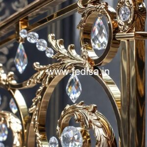 Stylish Brass Crystal Railings for Apartments CR-2386