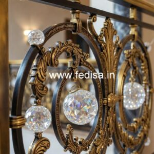 Designer Staircase with Brass Crystal Railing CR-2447