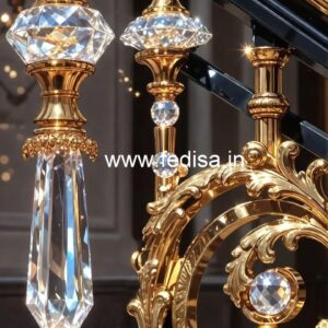 Elegant Staircase Brass Crystal Railings CR-2459