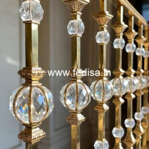 Luxury Interior Decor with Brass Crystal Railings CR-2474