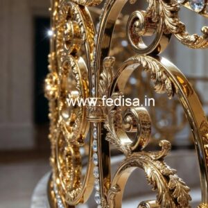 Brass Crystal Railing with Marble Stairs CR-2508