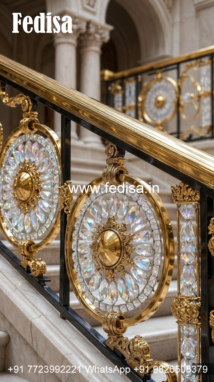Designer Interior Brass Crystal Railing CR-2514
