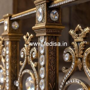 Luxury Brass Crystal Railing with Glass CR-2519