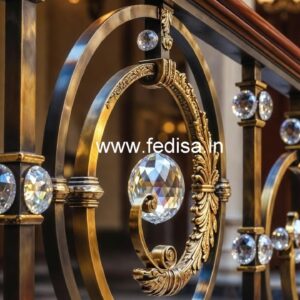 Elegant Brass Crystal Railing with LED Lighting CR-2534