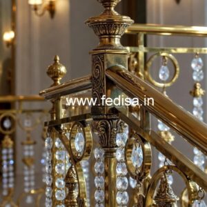 Golden Finish Brass Crystal Stair Railings CR-2544