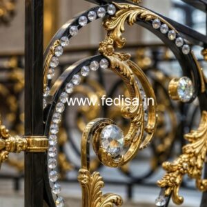 Luxury Staircase with Brass Crystal Railing CR-2549