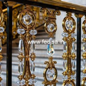 Elegant Stair Railings with Brass Crystal CR-2569