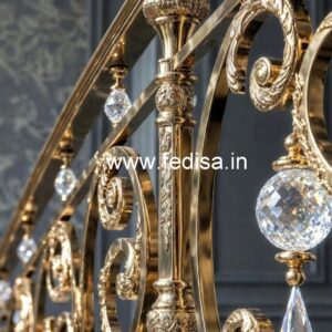 Premium Brass Crystal Railing with Glass CR-2584