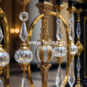 Luxury Brass Crystal Railings with Glass Panels CR-2605
