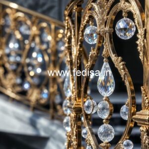 Designer Brass Crystal Railings with Glass CR-2642