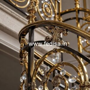 Elegant Staircase Brass Crystal Designs CR-2647