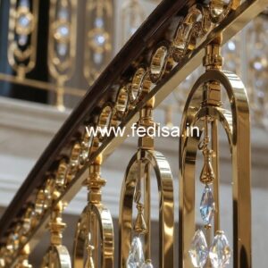 Elegant Brass Crystal Railing Designs for Villas CR-2655