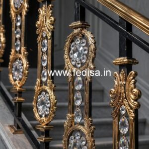 Elegant Brass Crystal Railings with Glass CR-2661