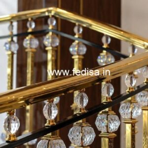 Luxury Staircase Ideas with Brass Crystal Railing CR-2757