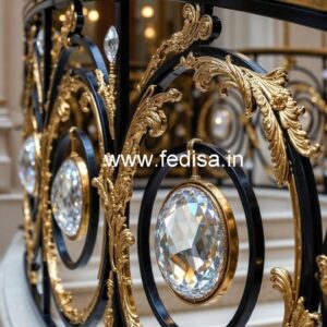 Designer Stair Railings with Brass Crystal CR-2807