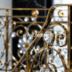 Brass Crystal Railing with Marble Stairs CR-2812