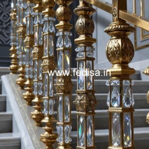 Luxury Home Staircase Brass Crystal Railings CR-2819