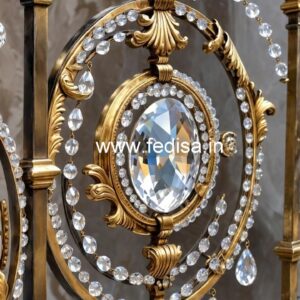 Luxury Brass Crystal Railing with Glass CR-2823