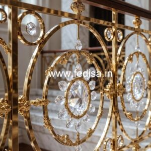 Designer Brass Crystal Stair Railings for Villas CR-2843