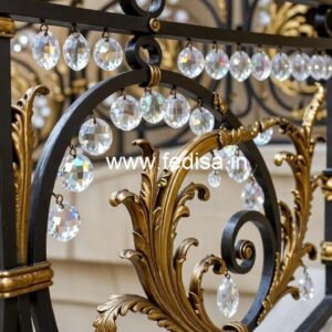 Golden Finish Brass Crystal Stair Railings CR-2848