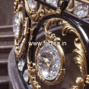 Stylish Brass Crystal Railings with Glass CR-2862