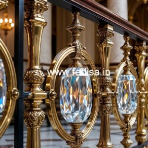 Elegant Stair Railings with Brass Crystal CR-2873
