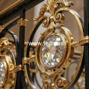 Luxury Brass Crystal Railings with Glass Panels CR-2909