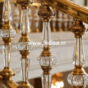 Contemporary Brass Crystal Stair Railings CR-2942